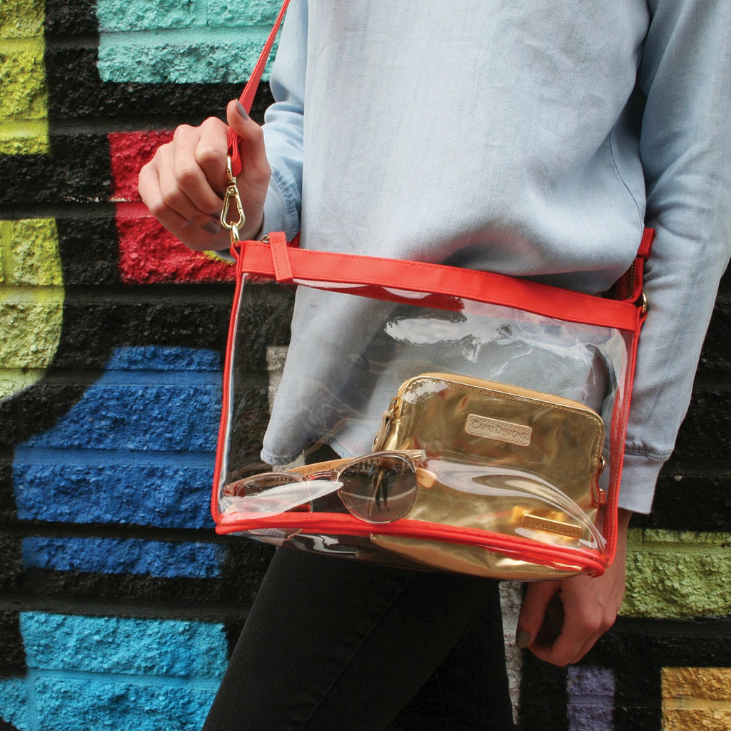 Large Crossbody - Orange and Clear