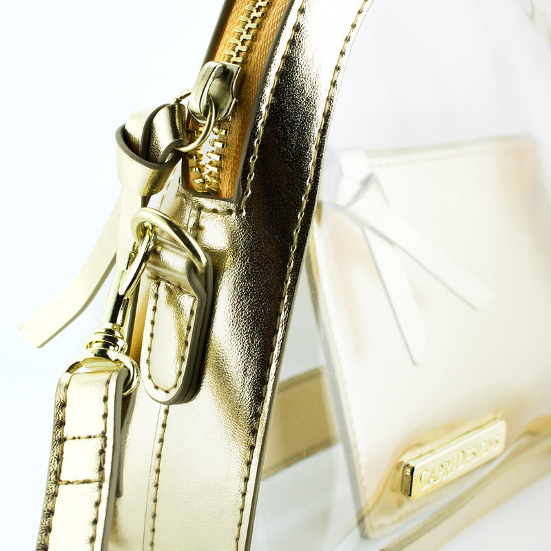 Half Moon Crossbody - Gold and Clear