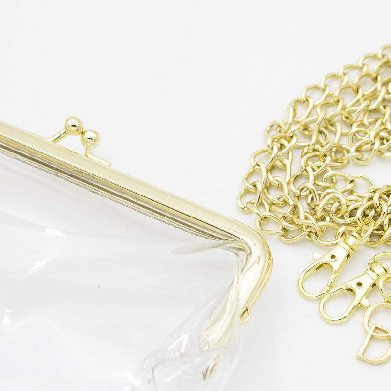 Kiss Lock Crossbody - Clear Bag with Gold Accents