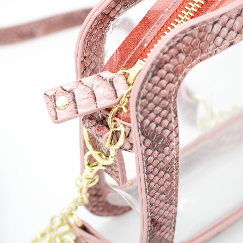 Camera Crossbody - Clear Bag with Mauvewood Accents