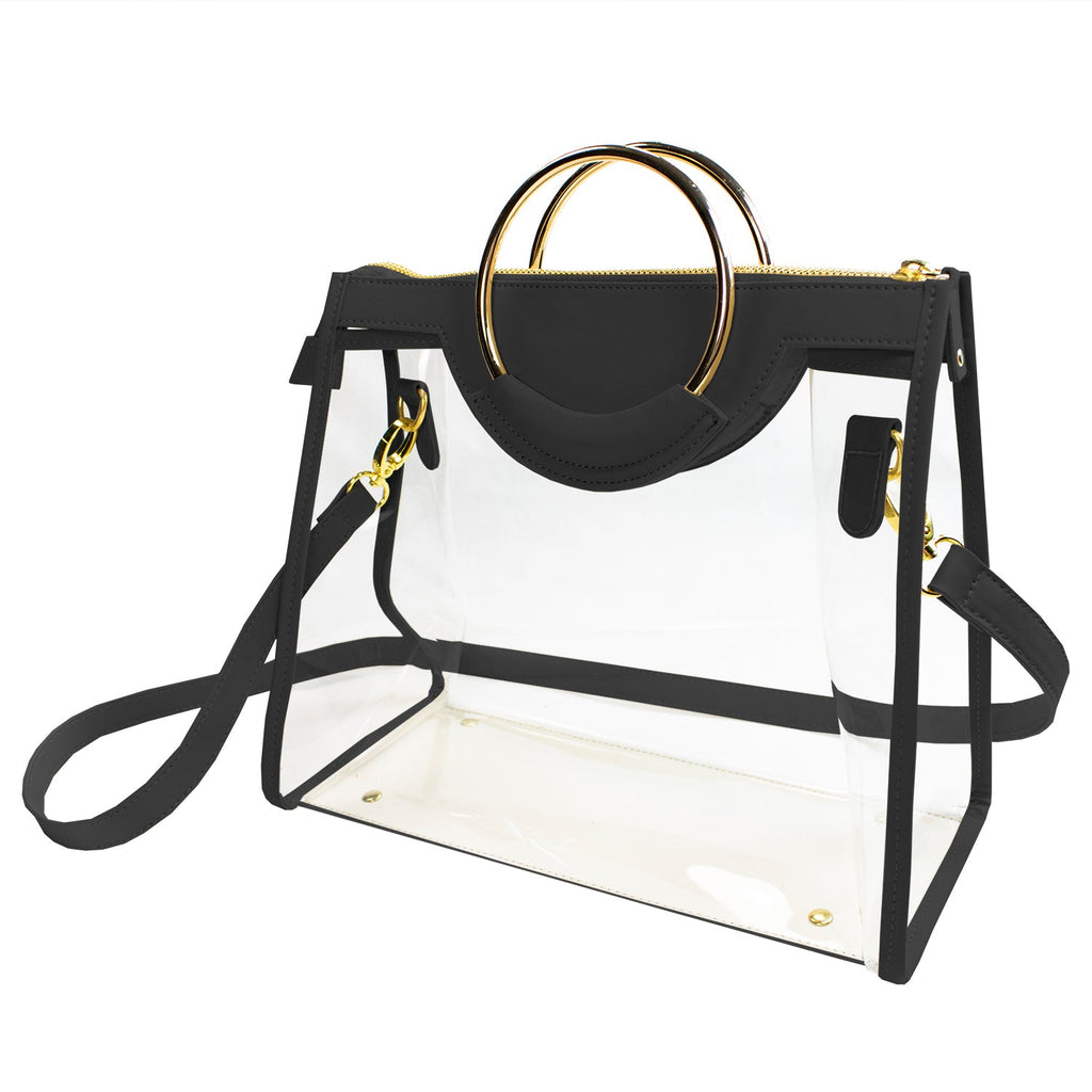Classic Ring Tote - Clear Bag with Black and Gold Accents