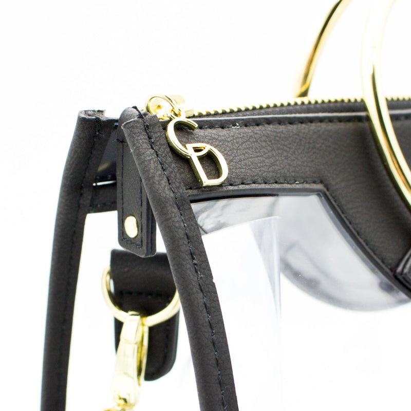 Classic Ring Tote - Clear Bag with Black and Gold Accents