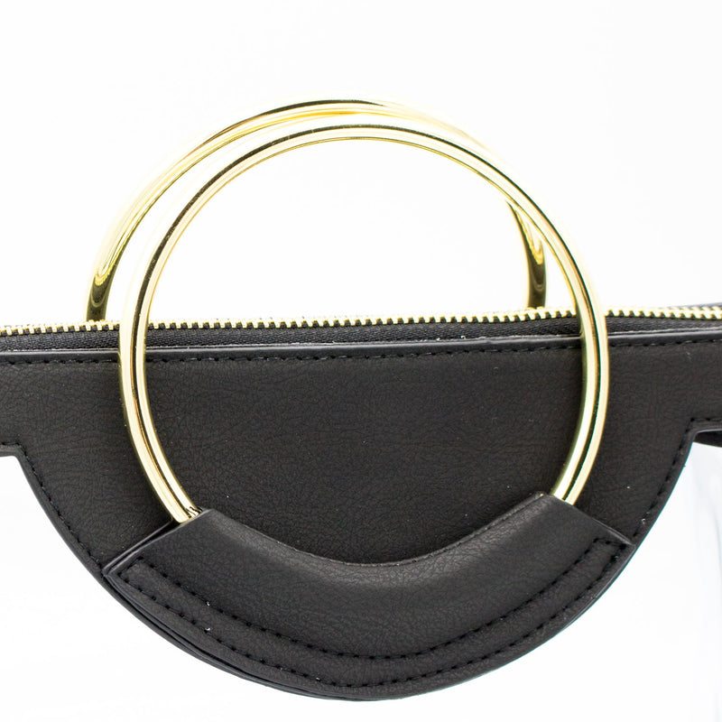 Classic Ring Tote - Clear Bag with Black and Gold Accents