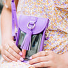 Cell Phone Crossbody - Clear Bag with Purple and Gold Accents