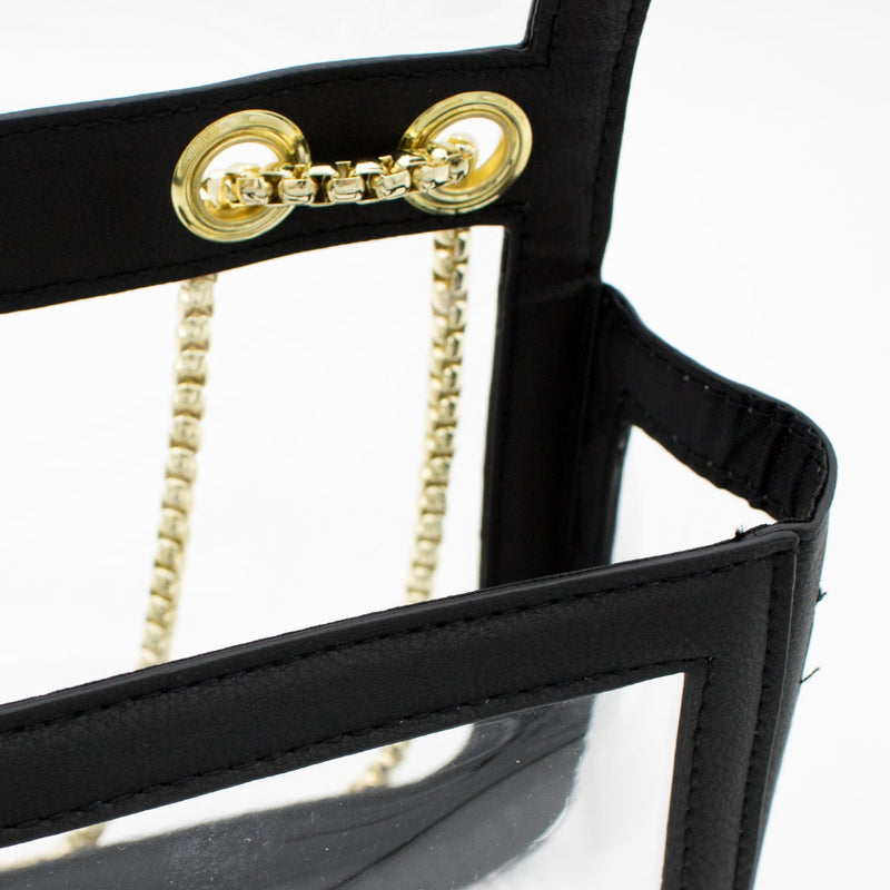 Convertible Crossbody - Clear Bag with Black and Gold Accents