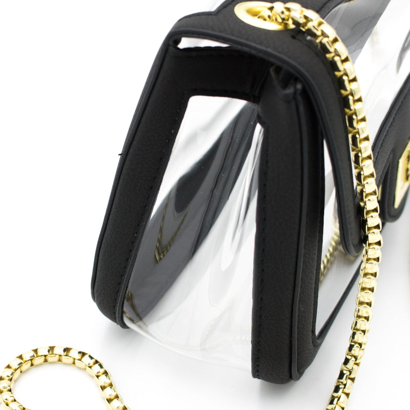 Convertible Crossbody - Clear Bag with Black and Gold Accents