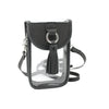Cell Phone Crossbody - Clear Bag with Cool Gray and Silver Accents