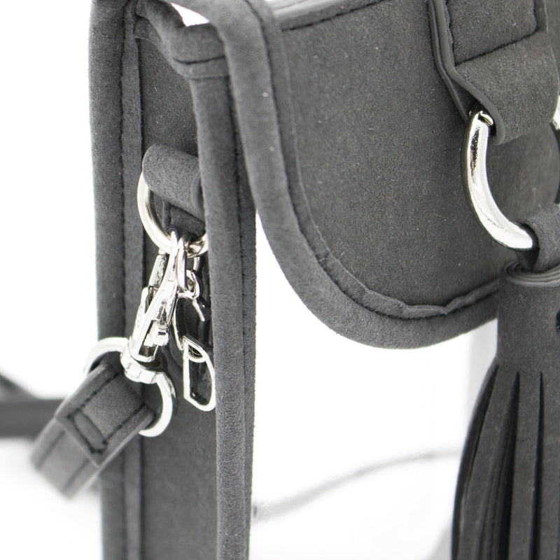 Cell Phone Crossbody - Clear Bag with Cool Gray and Silver Accents