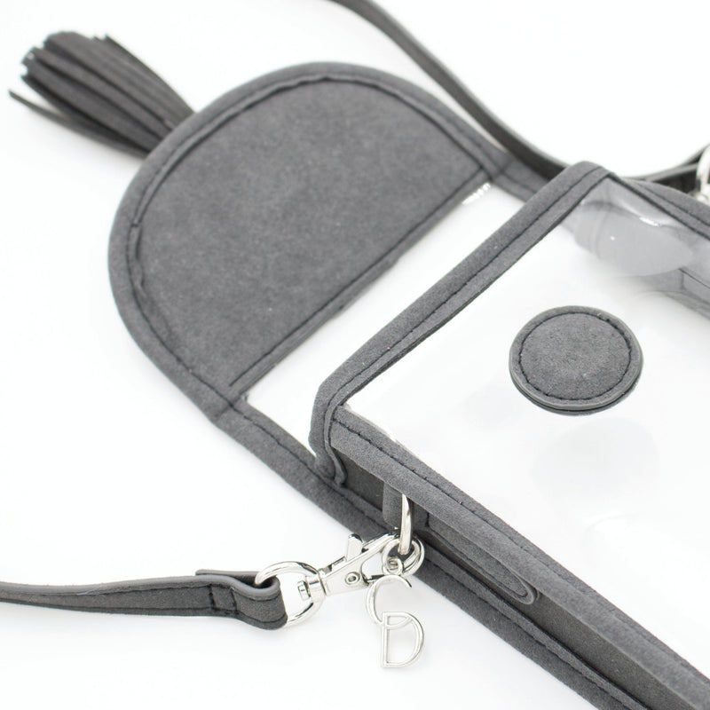 Cell Phone Crossbody - Clear Bag with Cool Gray and Silver Accents