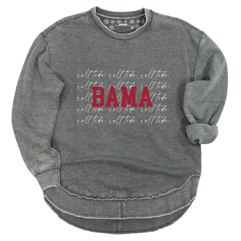 University of Alabama (The) College Script Poncho Fleece Crew in Charcoal