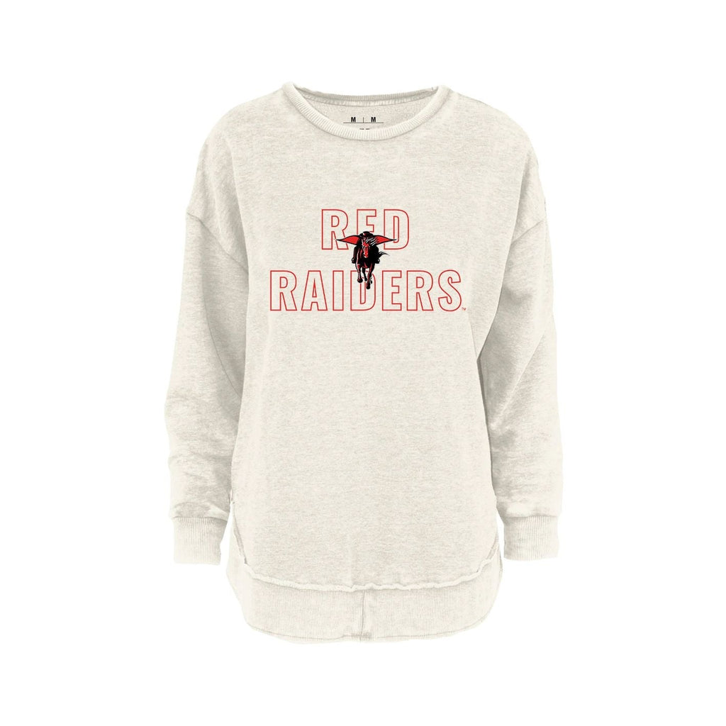 Texas Tech University - Outline Poncho Fleece Crew in Ivory