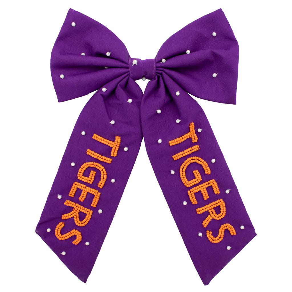 Beaded Hair Bow - Clemson University