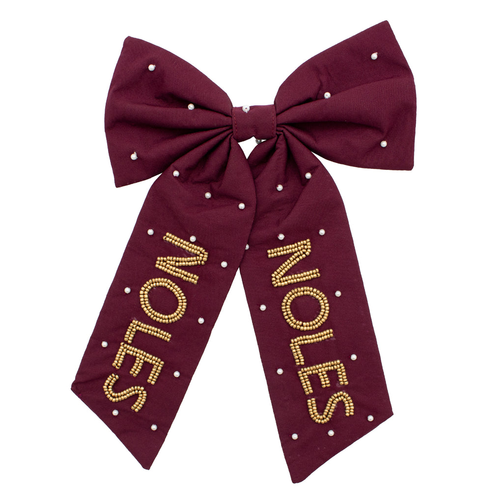 Beaded Hair Bow - Florida State University