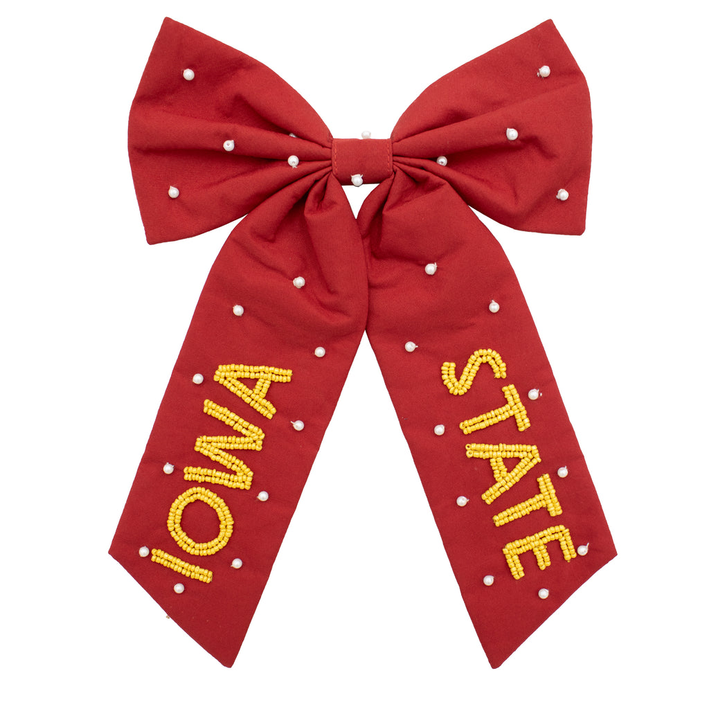 Beaded Hair Bow - Iowa State University