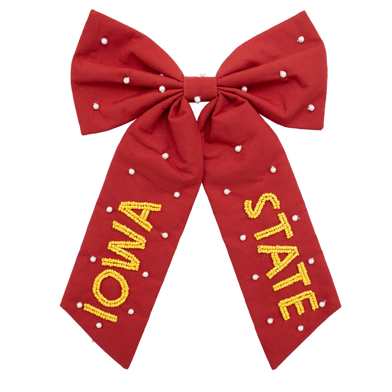 Beaded Hair Bow - Iowa State University