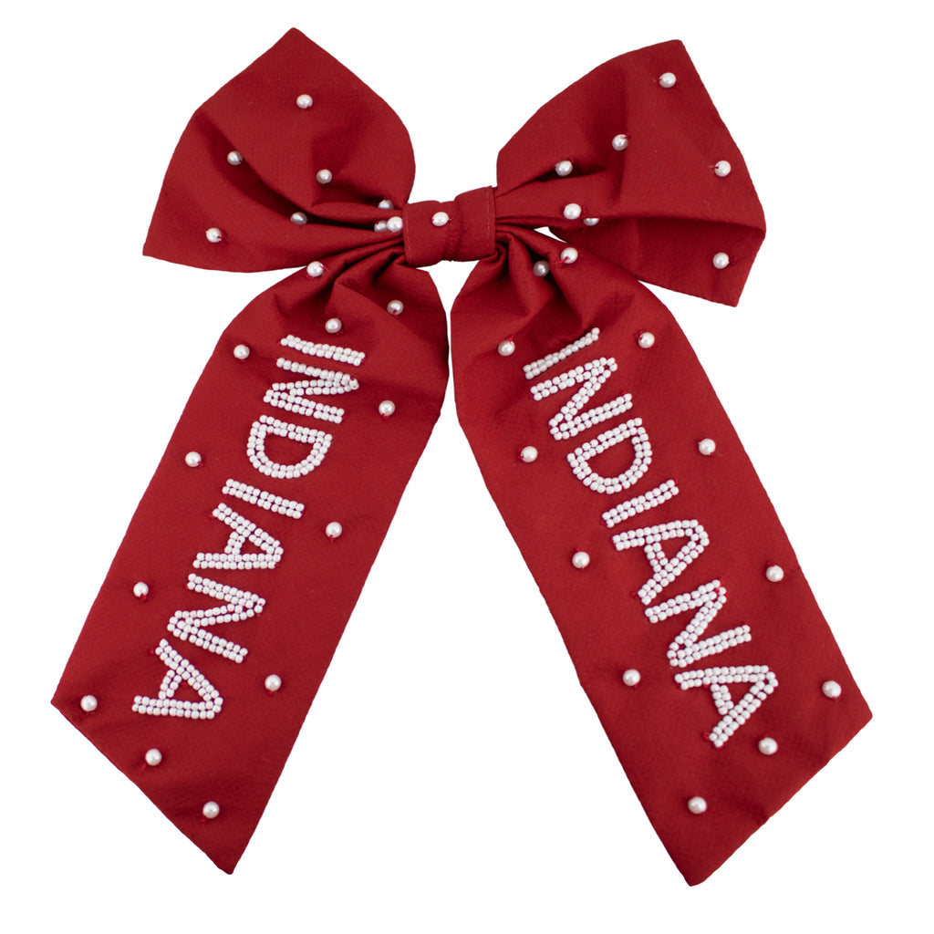 Beaded Hair Bow - Indiana University