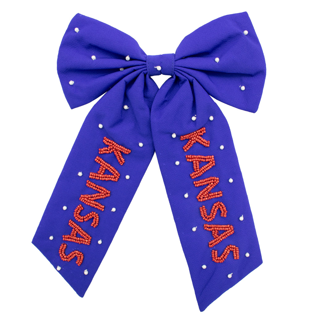 Beaded Hair Bow - University Of Kansas