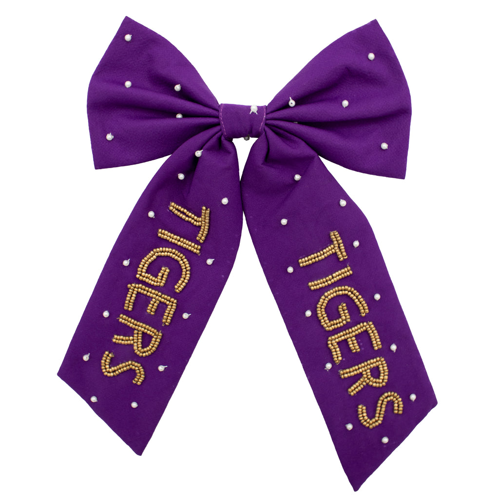 Beaded Hair Bow - Louisiana State University LSU