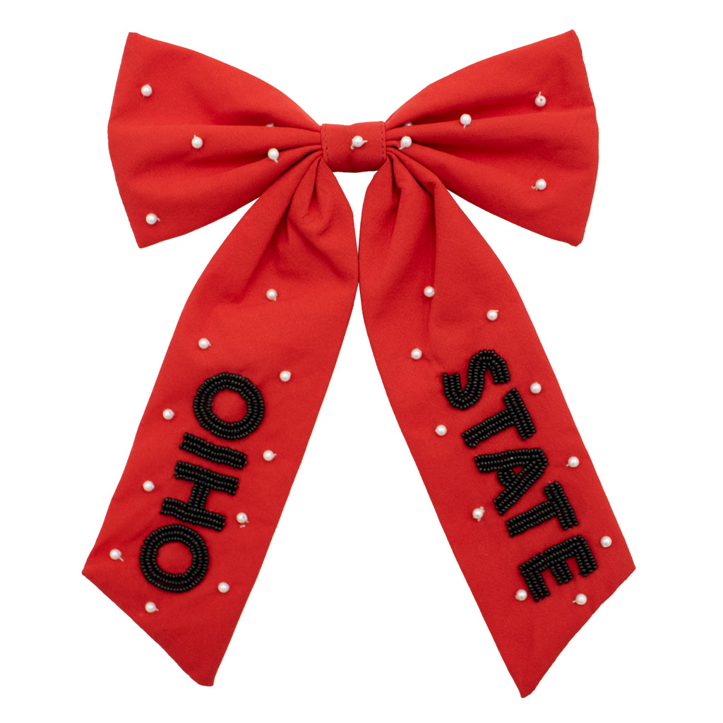 Beaded Hair Bow - The Ohio State University