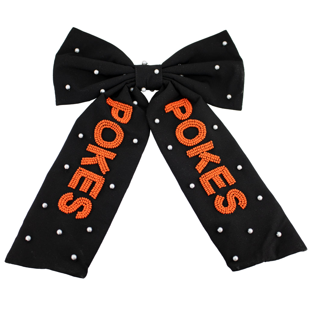 Beaded Hair Bow - Oklahoma State University