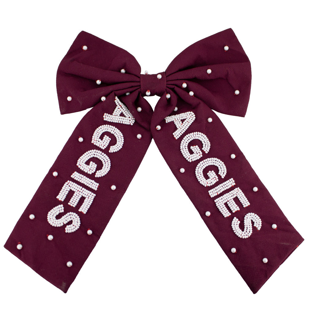 Beaded Hair Bow - Texas A&M University