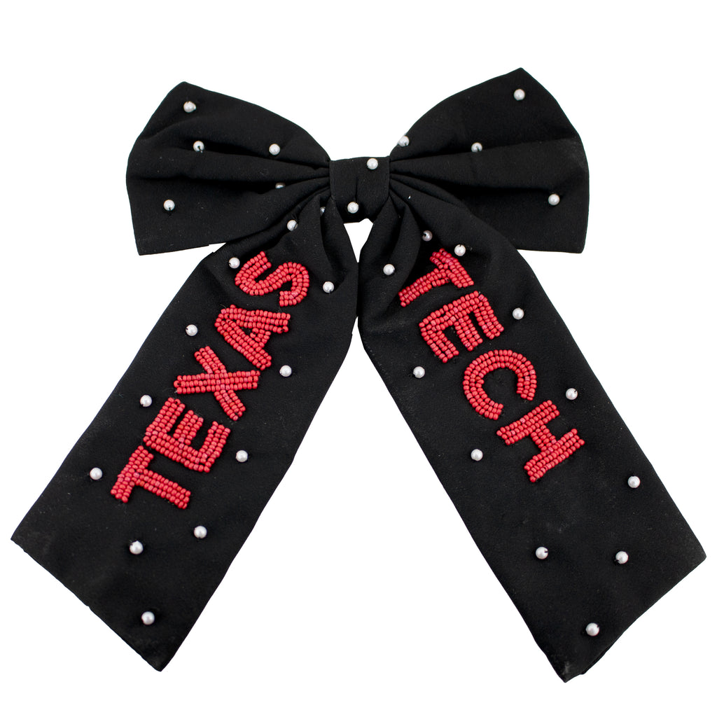 Beaded Hair Bow - Texas Tech University