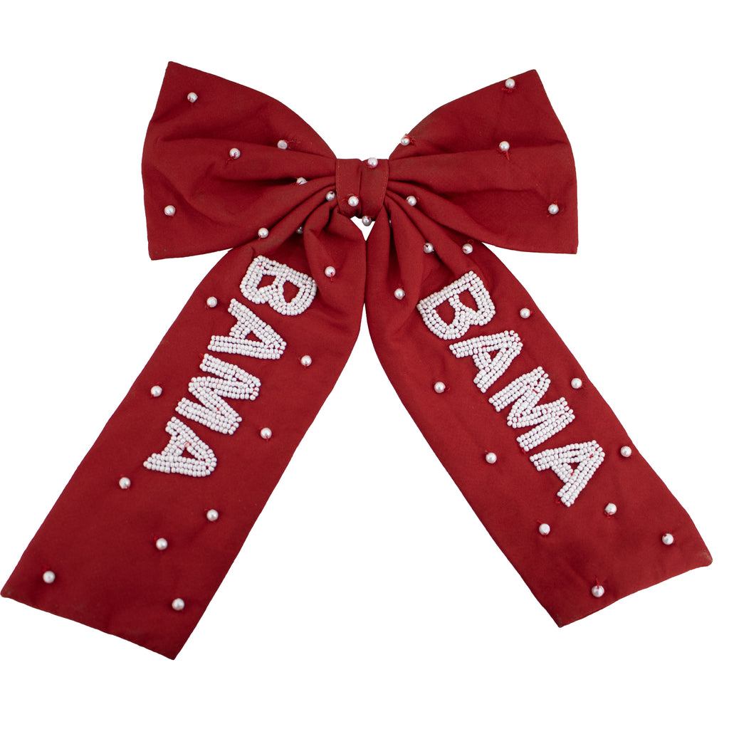 Beaded Hair Bow - University of Alabama