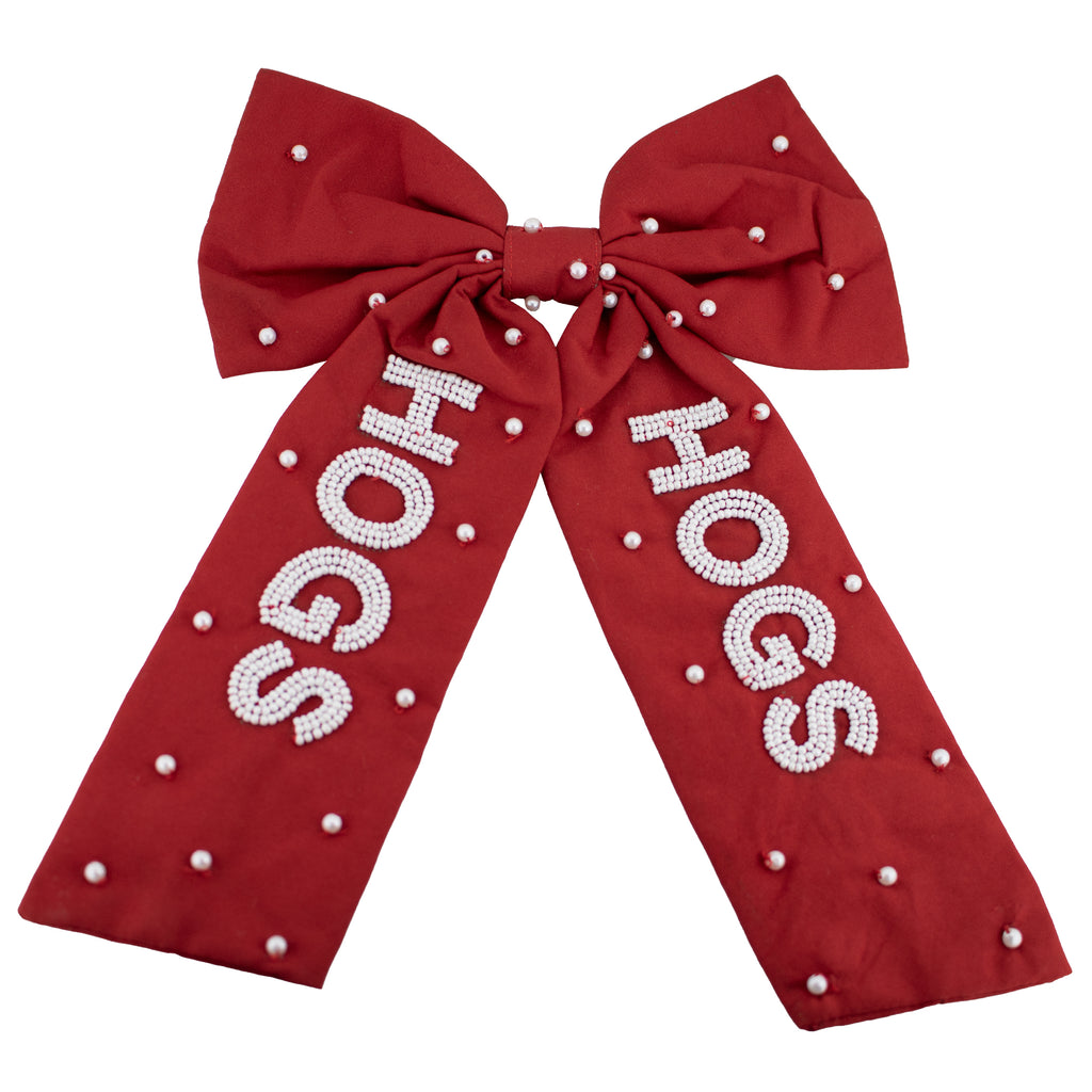 Beaded Hair Bow - University of Arkansas, Fayetteville