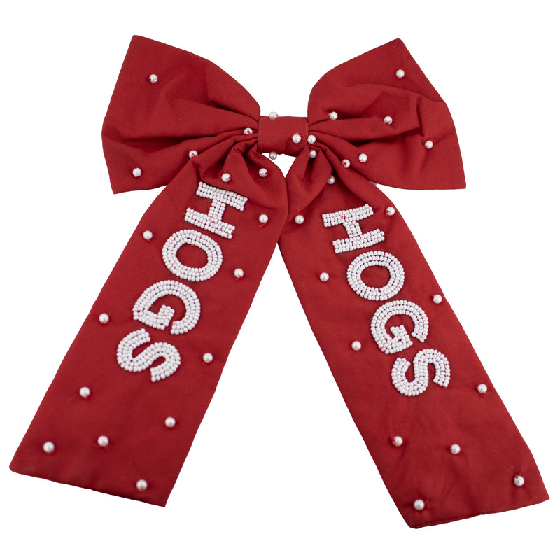 Beaded Hair Bow - University of Arkansas, Fayetteville