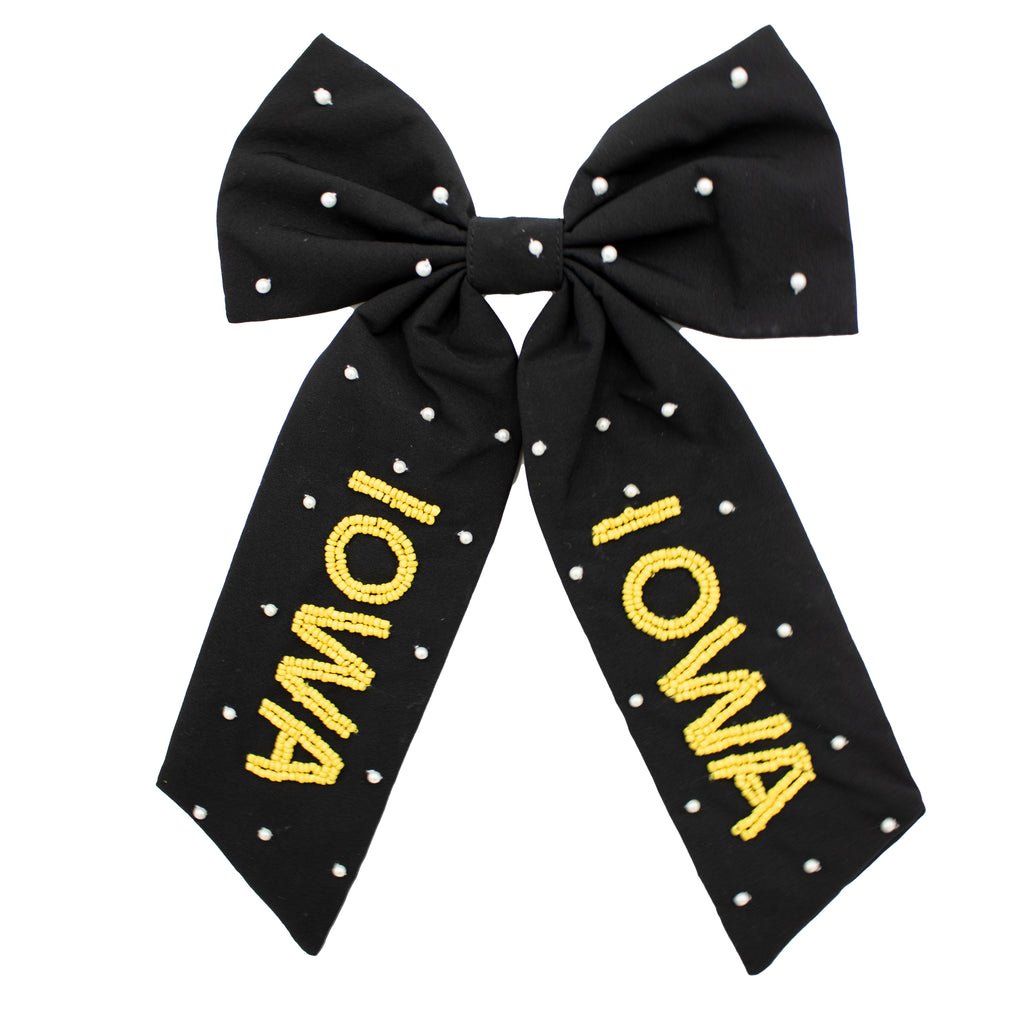 Beaded Hair Bow - University of Iowa