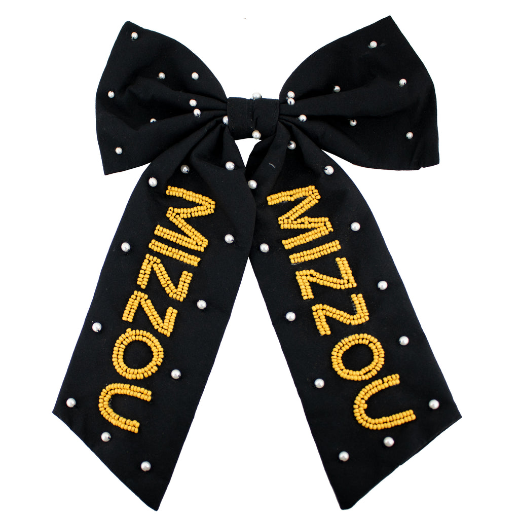 Beaded Hair Bow - University of Missouri