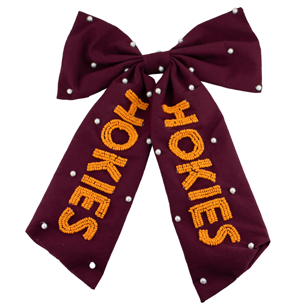Beaded Hair Bow - Virginia Tech University