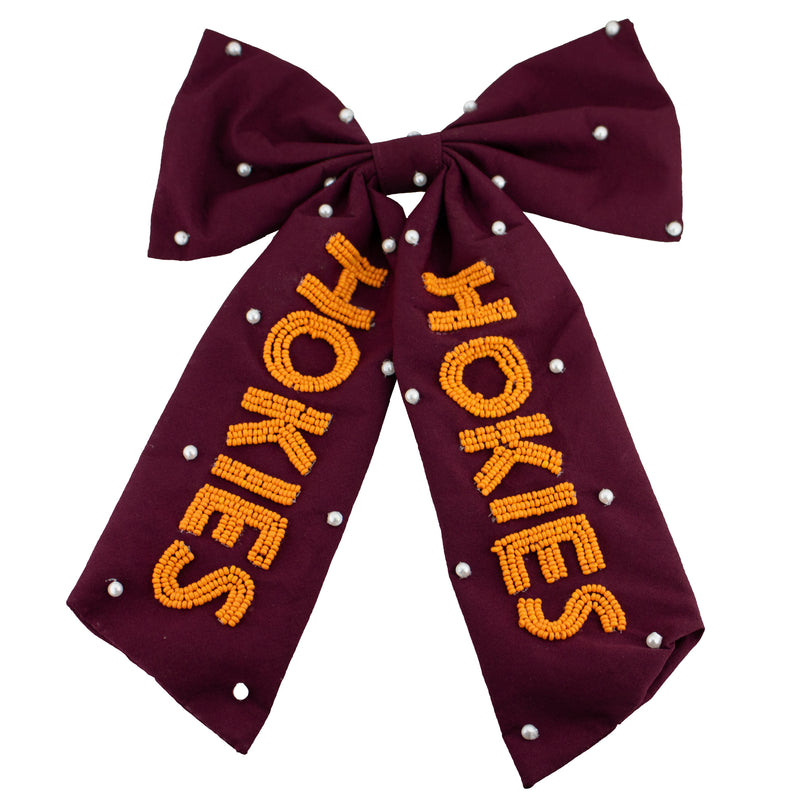 Beaded Hair Bow - Virginia Tech University