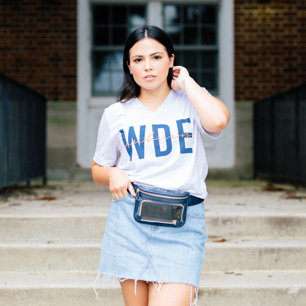 Belt Bag - Clear Bag with Navy and Gold Accents