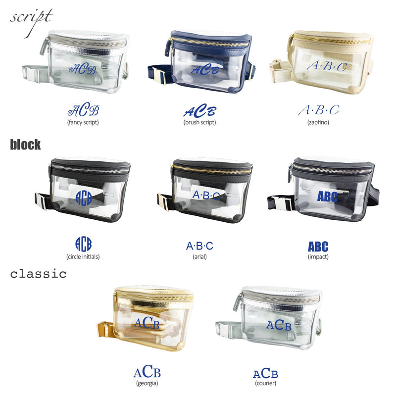 Belt Bag - Clear Bag with Navy and Gold Accents