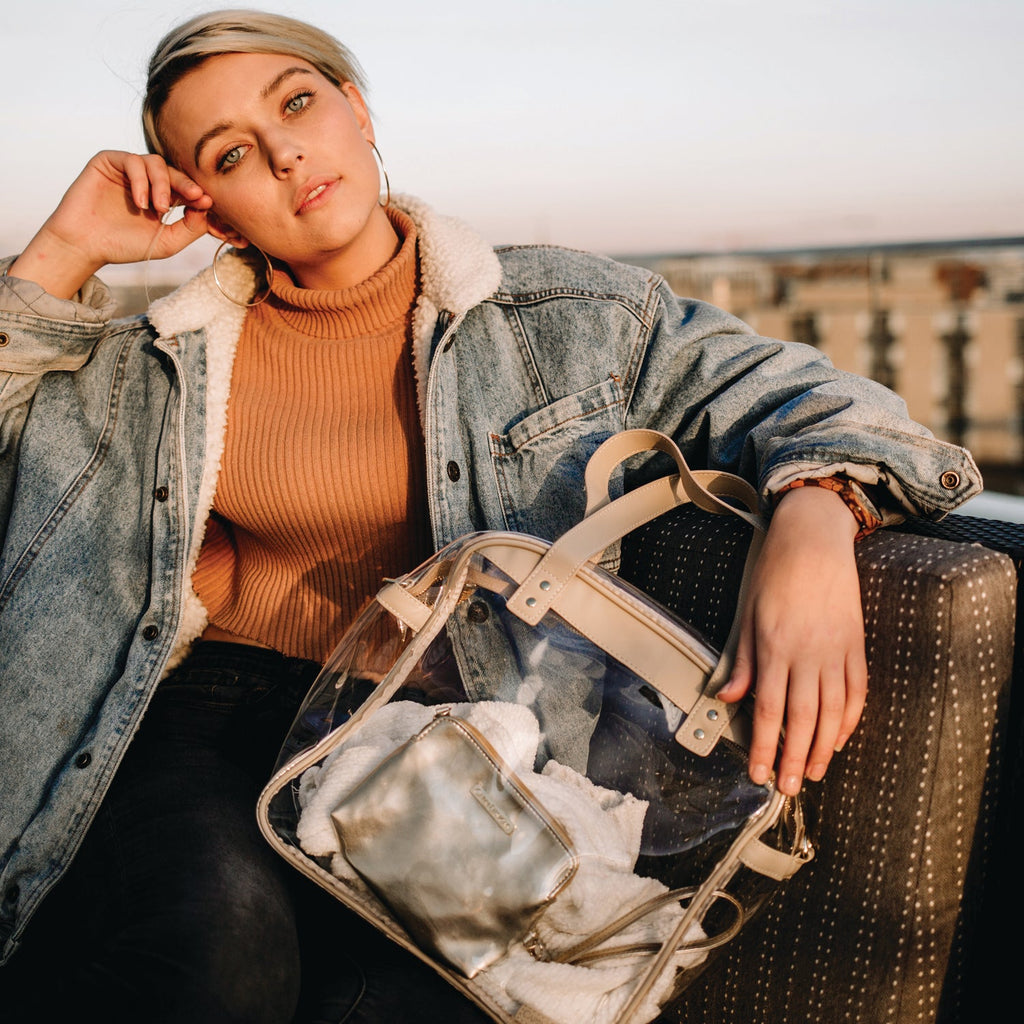Carryall Tote - Tan and Clear