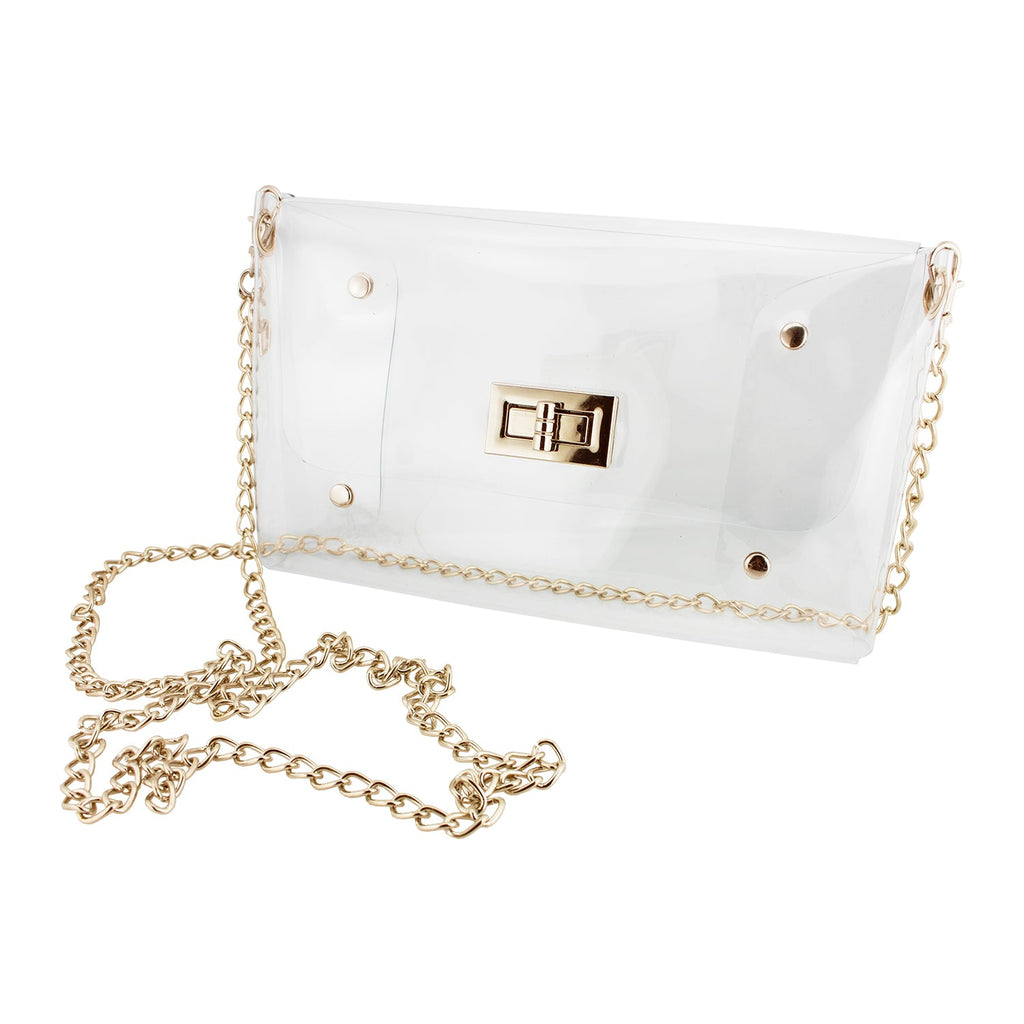 Envelope Crossbody - Clear Bag with Gold Accents