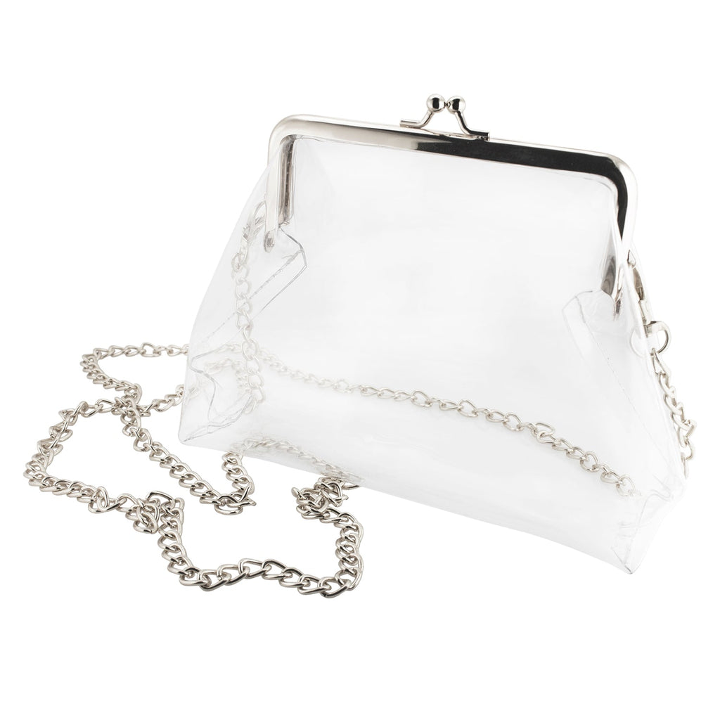 Kiss Lock Crossbody - Clear Bag with Silver Accents