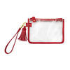 Wristlet - Clear Bag with Red and Gold Accents