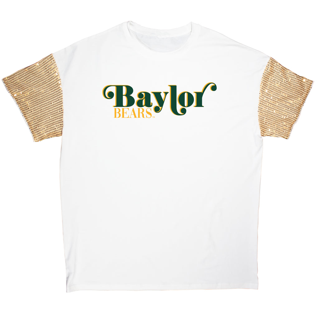 First Down Sequin Tee- Baylor University