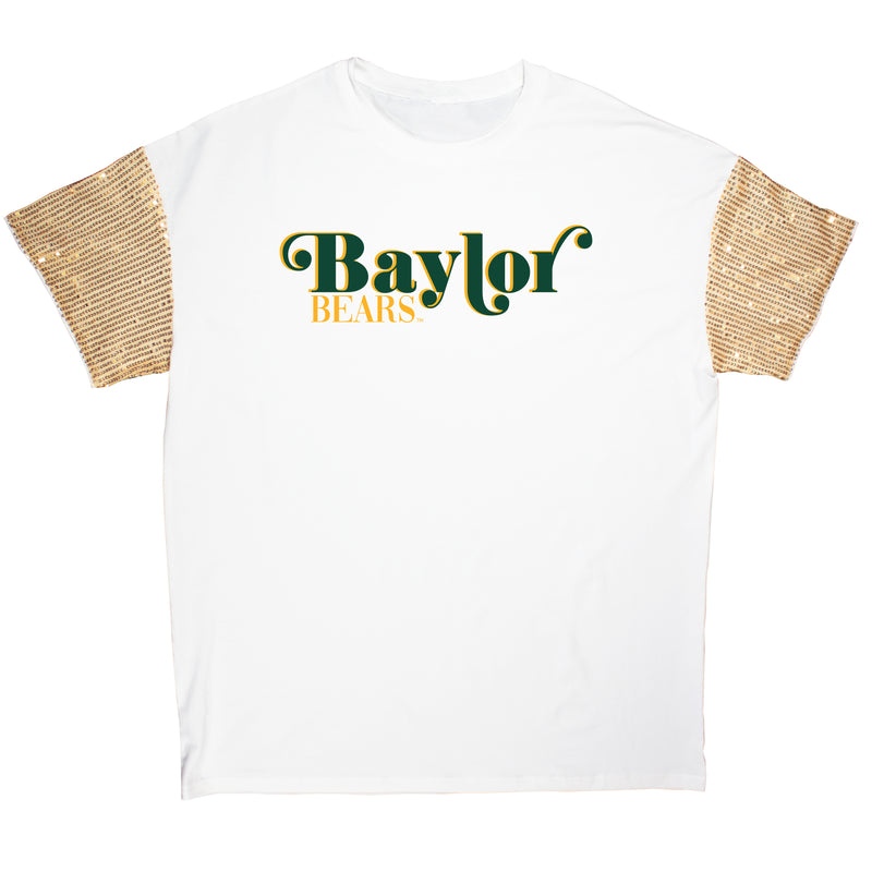 First Down Sequin Tee- Baylor University