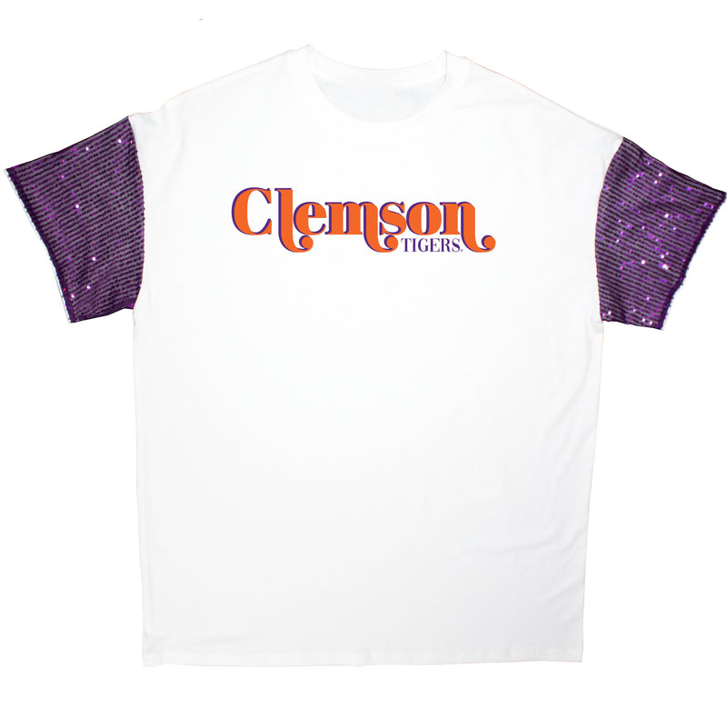 First Down Sequin Tee- Clemson University