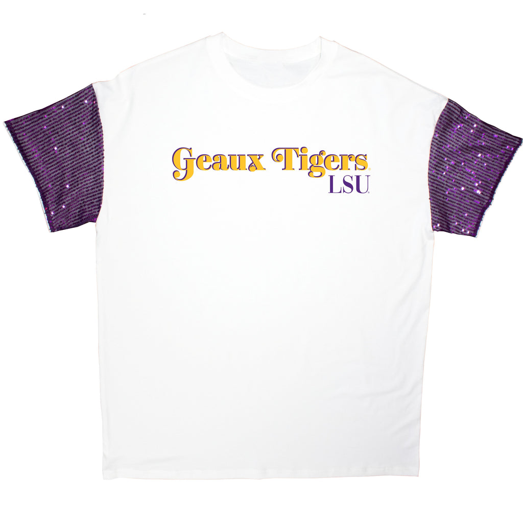 First Down Sequin Tee- Louisiana State University