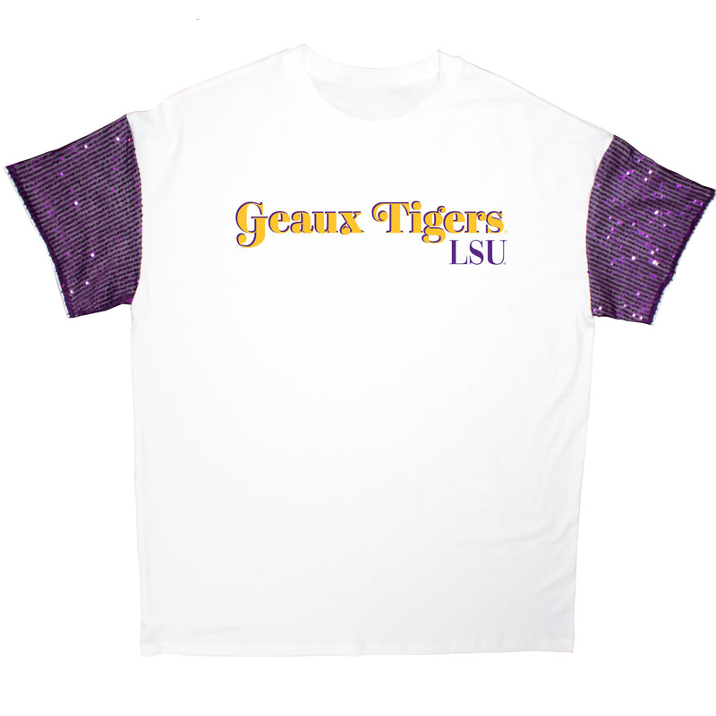 First Down Sequin Tee- Louisiana State University