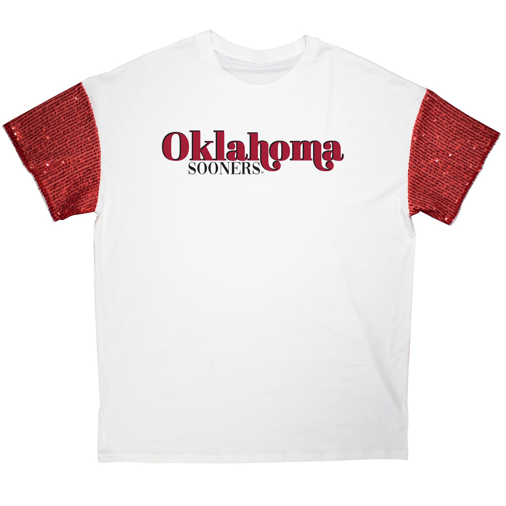 First Down Sequin Tee- University of Oklahoma
