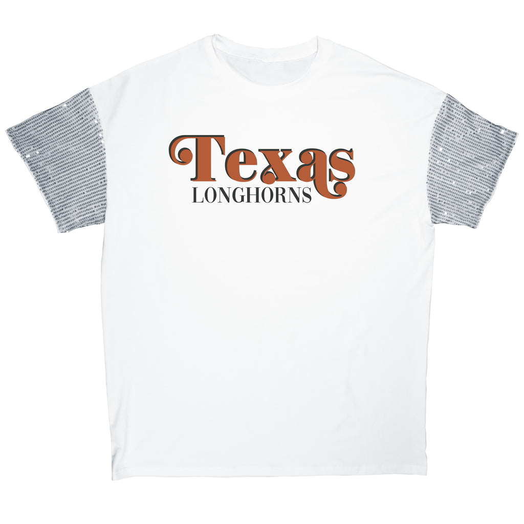 First Down Sequin Tee- University of Texas