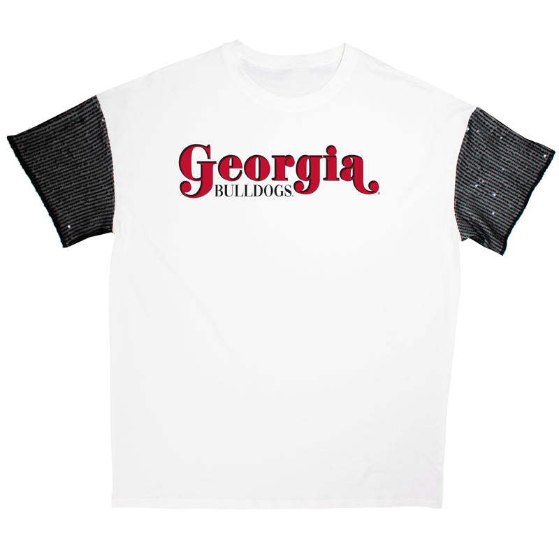 First Down Sequin Tee- University of Georgia