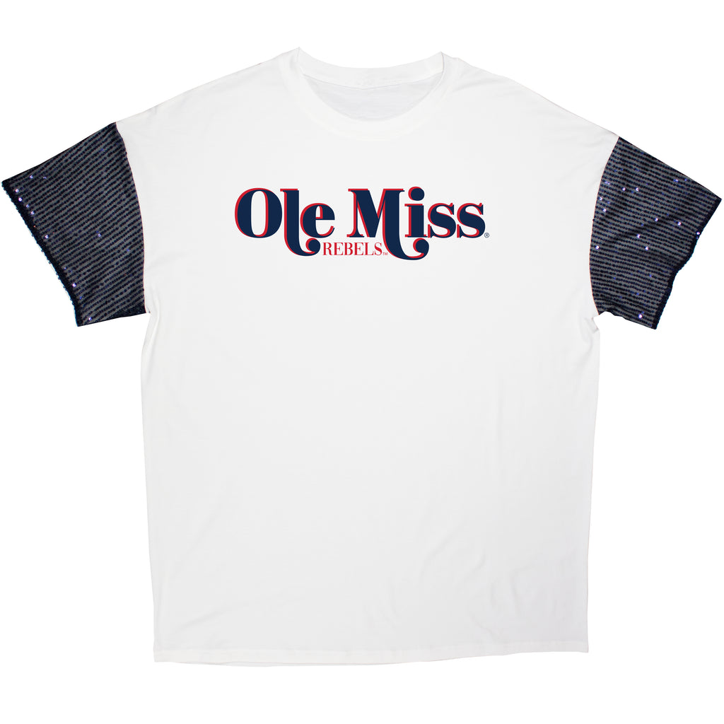 First Down Sequin Tee- University of Mississippi