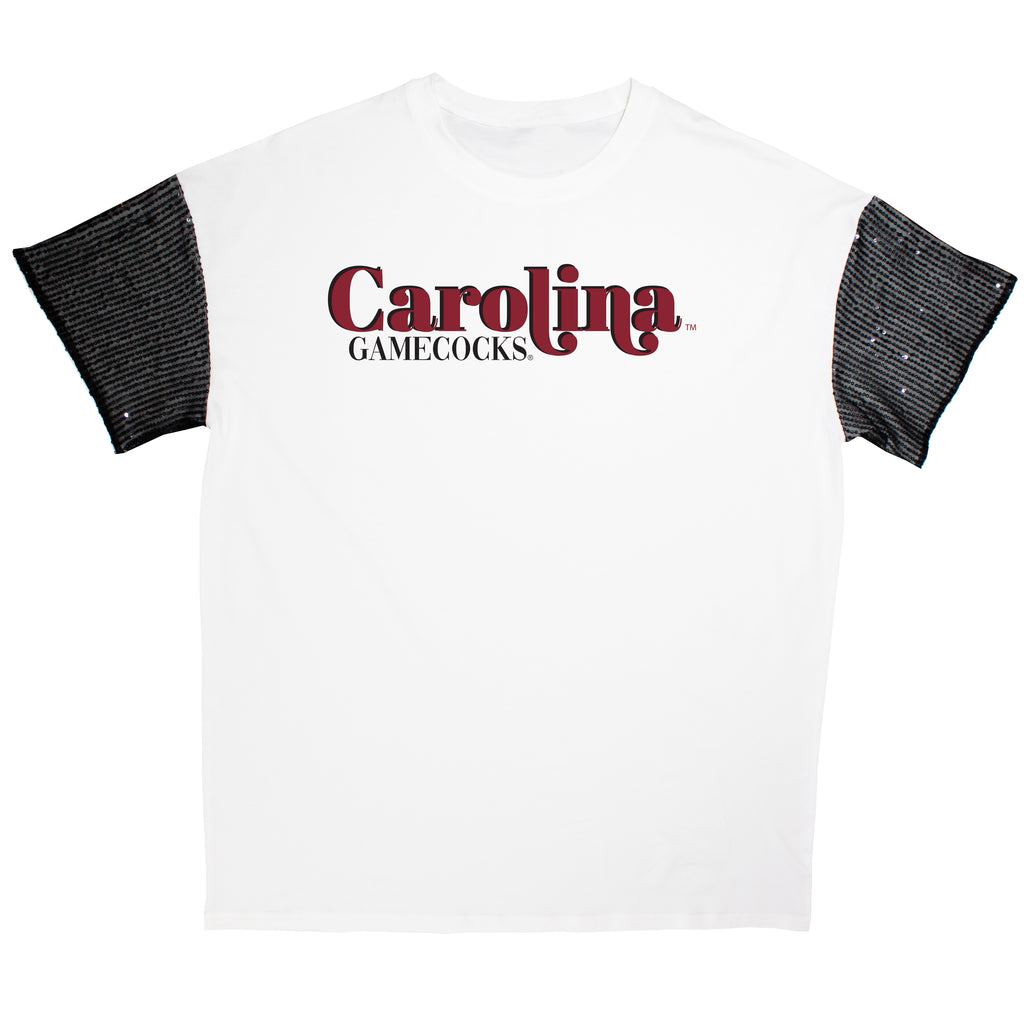 First Down Sequin Tee- University of South Carolina