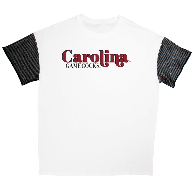 First Down Sequin Tee- University of South Carolina